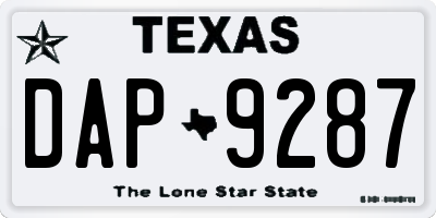 TX license plate DAP9287