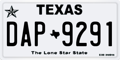 TX license plate DAP9291