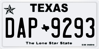 TX license plate DAP9293