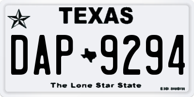 TX license plate DAP9294