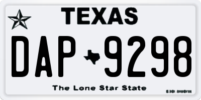 TX license plate DAP9298