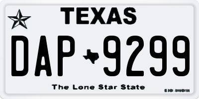TX license plate DAP9299