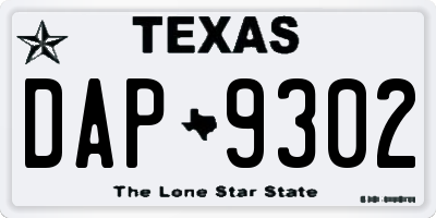 TX license plate DAP9302