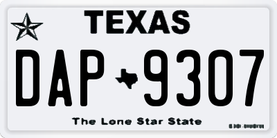 TX license plate DAP9307