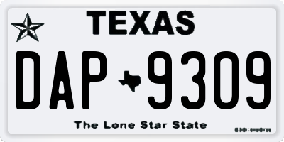 TX license plate DAP9309