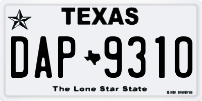 TX license plate DAP9310