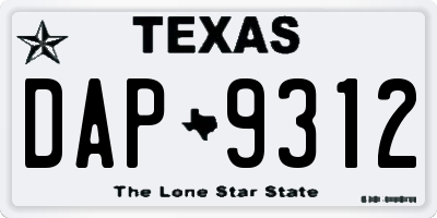 TX license plate DAP9312