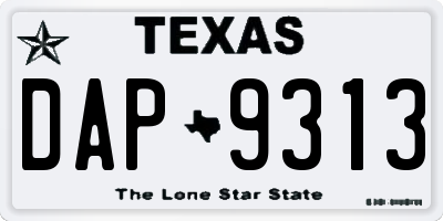 TX license plate DAP9313