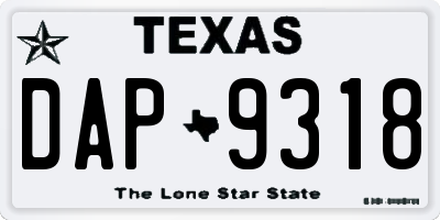 TX license plate DAP9318
