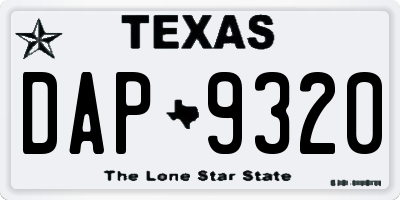 TX license plate DAP9320