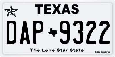 TX license plate DAP9322