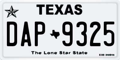 TX license plate DAP9325