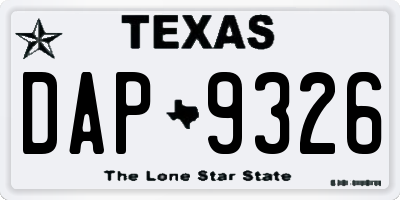 TX license plate DAP9326