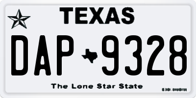 TX license plate DAP9328