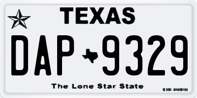 TX license plate DAP9329