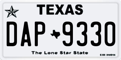 TX license plate DAP9330