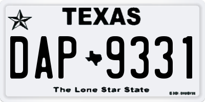 TX license plate DAP9331