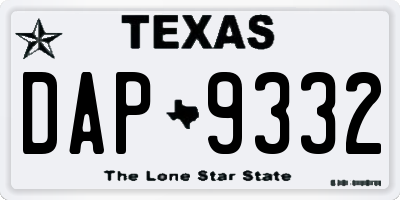 TX license plate DAP9332