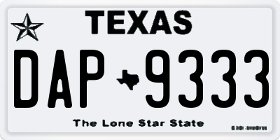 TX license plate DAP9333