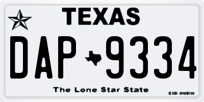TX license plate DAP9334