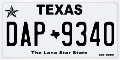 TX license plate DAP9340