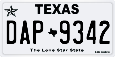 TX license plate DAP9342