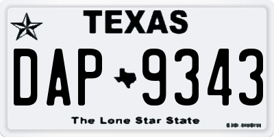 TX license plate DAP9343