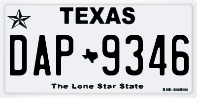 TX license plate DAP9346