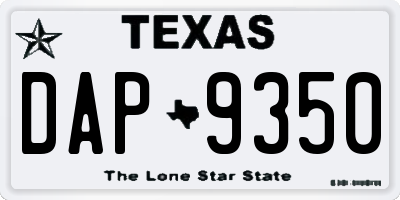 TX license plate DAP9350