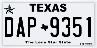 TX license plate DAP9351