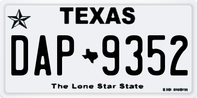 TX license plate DAP9352