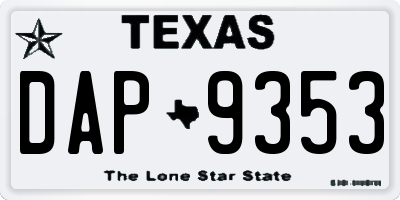 TX license plate DAP9353