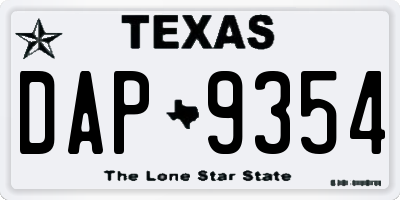 TX license plate DAP9354