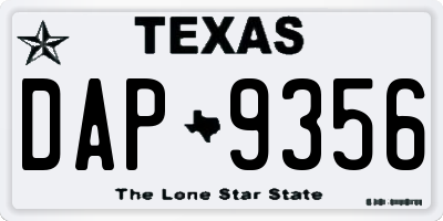 TX license plate DAP9356