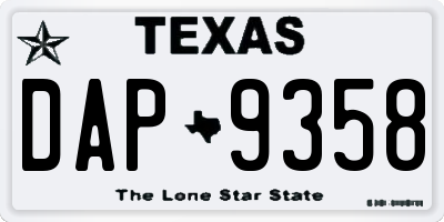 TX license plate DAP9358