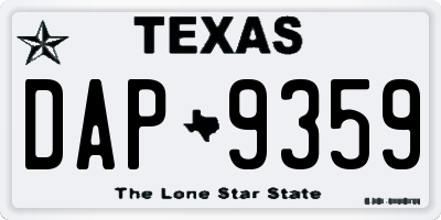 TX license plate DAP9359