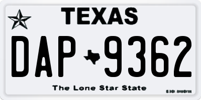 TX license plate DAP9362