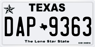 TX license plate DAP9363