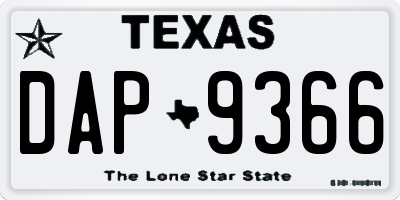 TX license plate DAP9366