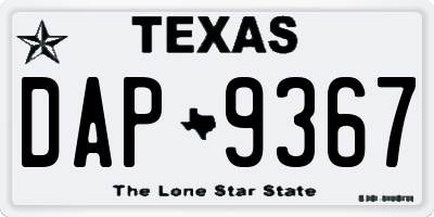 TX license plate DAP9367