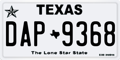TX license plate DAP9368