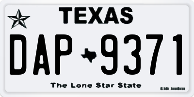 TX license plate DAP9371