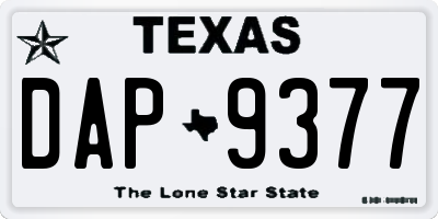 TX license plate DAP9377