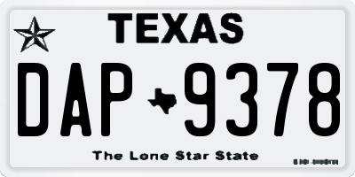 TX license plate DAP9378