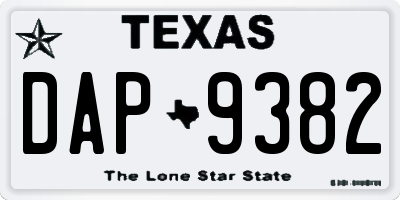 TX license plate DAP9382