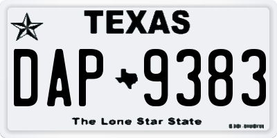 TX license plate DAP9383