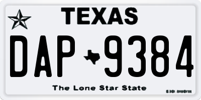 TX license plate DAP9384