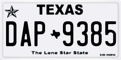 TX license plate DAP9385