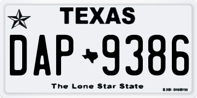 TX license plate DAP9386