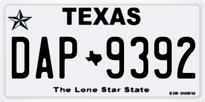 TX license plate DAP9392